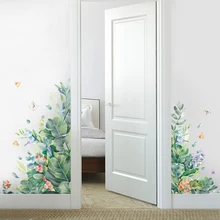 Removable Green Leaf Wall Stickers for Living room Bedroom Door Self-adhesive Refrigerator DIY Wall Decals Vinyl Art Wall Murals butterfly of love removable refrigerator wall stickers