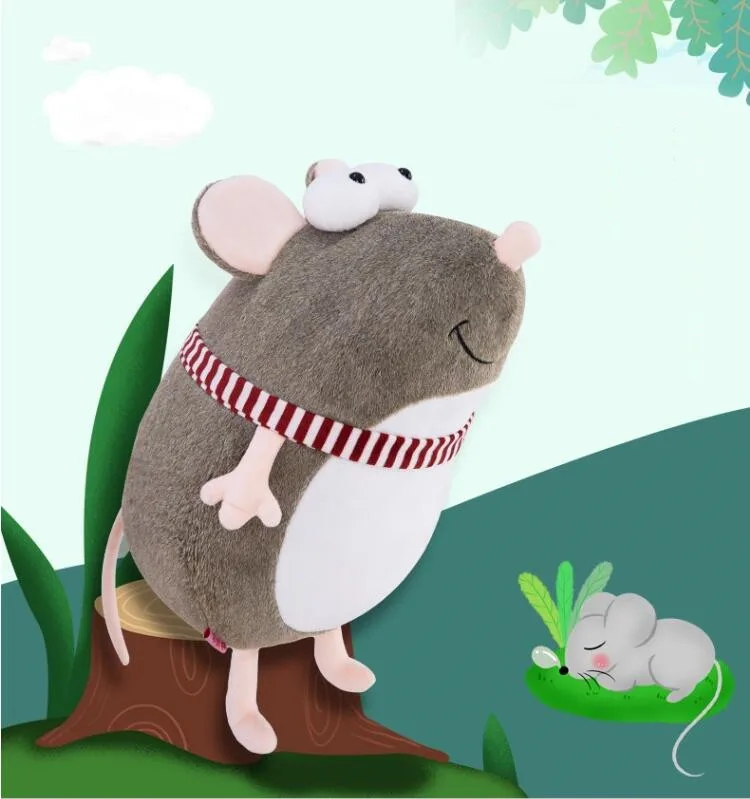 Kawaii игрушка высокого качества плюшевый талисман выпуклая Толстая мышка с шарфом мягкие плюшевые игрушки Новогодний подарок для детей