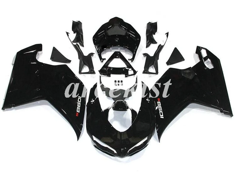 ABS полный обтекатель комплект подходит для DUCATI 848 evo 1098 1198 1098S 2007 2008 2009 2010 2011 2012 набор черный матовый