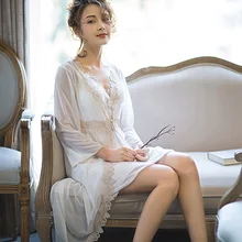 Набор женских халатов сексуальный кружевной ночной женский халат набор пижам сексуальное платье Femininos одежда для сна комплект из 2 предметов комплекты для отдыха