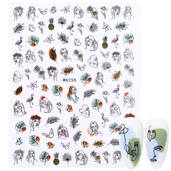 

1 Sheet 3D Letter Design Abstract Image Water Transfer Wraps Sexy Girl Nail Slider For Nails Art Decorations