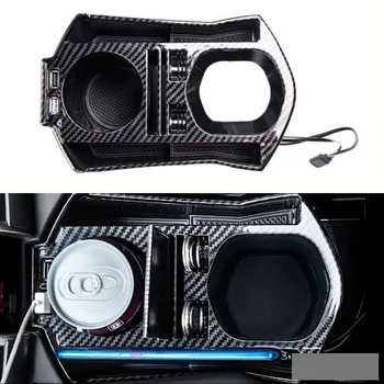 

For Honda Civic 2016-2020 Carbon Fiber Interior Console Storage Box With USB