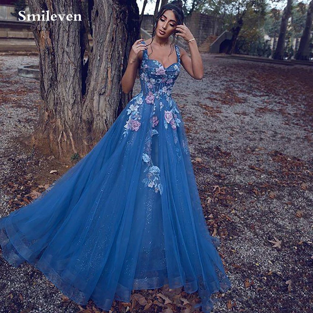 Violet Blue Ball Gowns Beaded Long Sleeve Wedding Dress 222204 – Viniodress