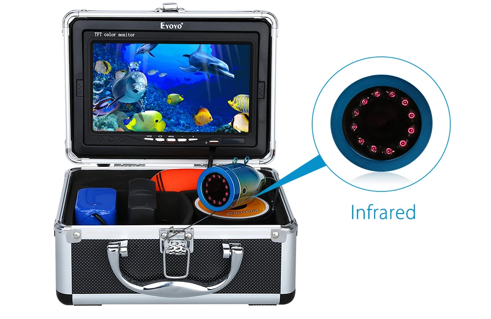 Eyoyo EF07B 7 дюймов 1000TVL рыболокатор подводная камера для подледной рыбалки видео подводная камера инфракрасная лампа рыболокатор для подледной рыбалки