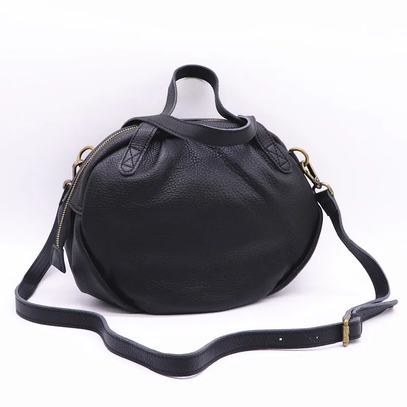 

100% Soft Genuine Leather Handbag Women Irregular Circular Bag Black Shoulder Bags For Ladies Crossbody Bag 2019 New Tote Purse