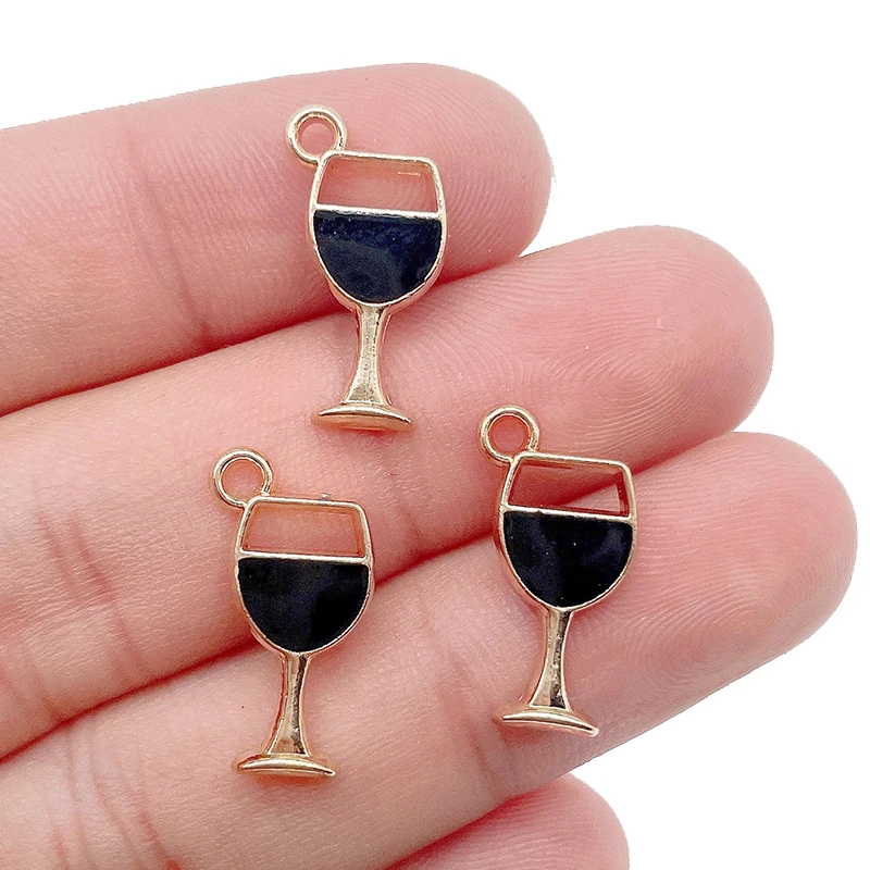 Peixin 20 Teile/los Mode Armband Schmuck Machen Anhänger Zubehör Großhandel Schwarz Blau Emaille Rotwein Glas Legierung Charme – Detail 6