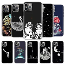 

Space Moon Astronaut Cover Phone Case For iPhone 13 12 11 Pro 7 6 X 8 6S Plus XS MAX + XR Mini SE 5S Coque Shell Capa Fundas