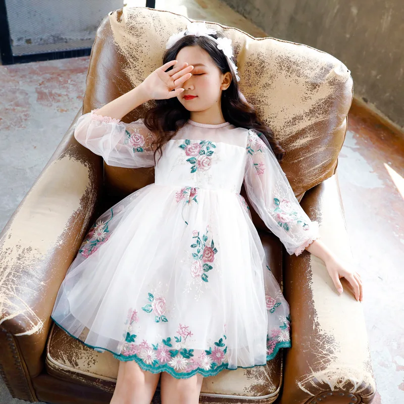 

Girls Spring And Summer Dress 2019 New Style Big Boy Spring And Autumn Western Style Princess Korean-style Fashion Puffy Gauze S