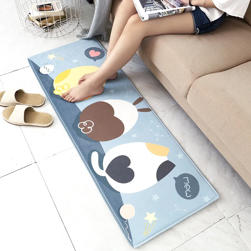 DEXI стиль Бытовая прикроватная полоска для спальни фланелевый Печатный толстый коврик из пены с эффектом памяти кухонный мультяшный коврик
