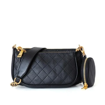 

New Plaid Design Women Leather Bags Vintage Chain Ladies Shoulder Crossbody Bags Cow Leather Fashion Chest Pack For Female Tote