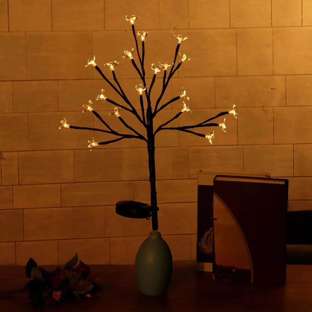2pcs Solar Led Decorative Light Cherry Blossom Branch Lamp Solar