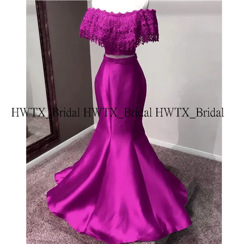 HWTX_Bridal, новинка, два предмета, платья для выпускного вечера,, длинное сексуальное сатиновое вечернее платье русалки, вечернее платье с кружевом, с открытыми плечами, на заказ
