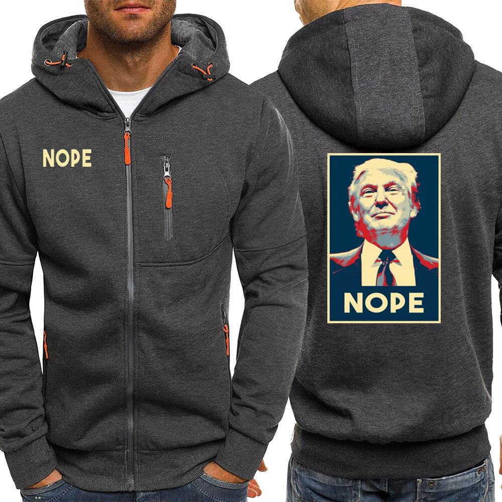 Nope Trump Забавный принт уличная Мужская толстовка осень новые куртки флисовое пальто на молнии повседневные толстовки с длинным рукавом спортивная одежда