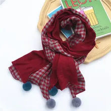 Осень-зима; Детские шарфы; модный длинный шарф в клетку; теплый хлопковый шейный платок; нагрудник; шаль для маленьких мальчиков и девочек