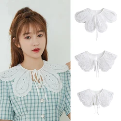 Fake Collar For Women Casual Bows Ribbon Shawl Half Shirt Simple Lace White Detachable Lapel Blouse Clothes Accessories Collars