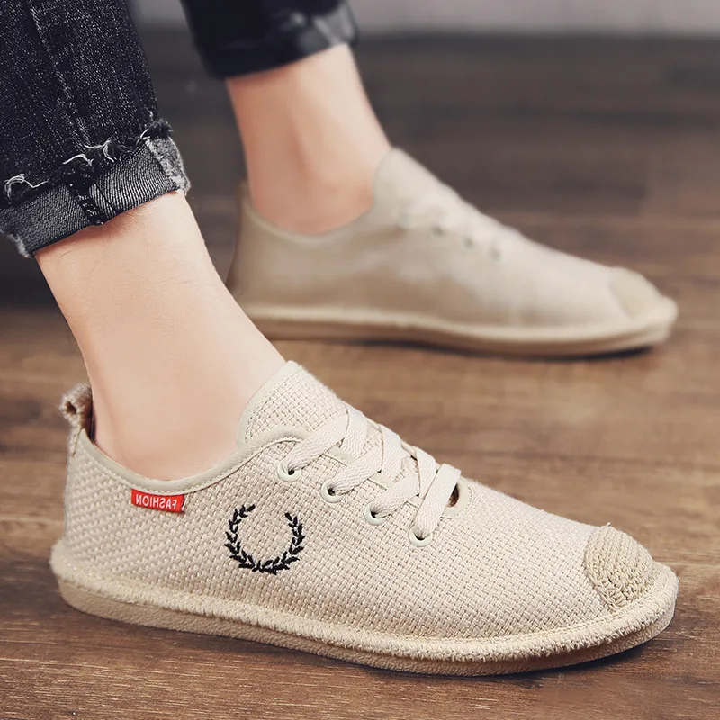 

2019 Spring New Style Flax Canvas Shoes Men's Breathable Foot Covering Casual Canvas Shoes