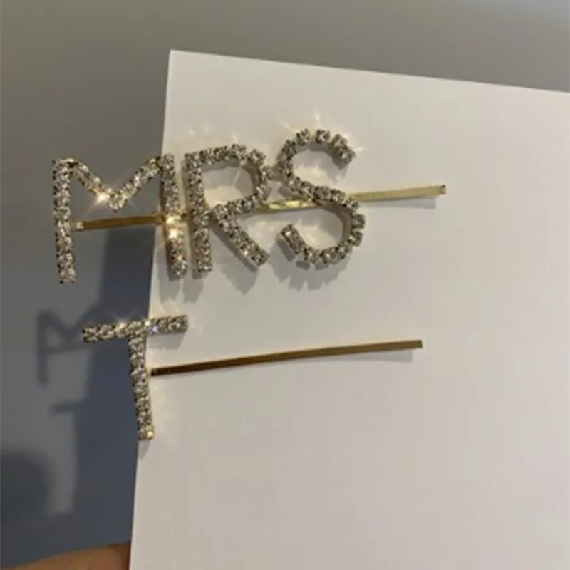 StonFans 2 шт./компл. индивидуальные MRS A-Z горный хрусталь заколки для волос Заколки для женщин буквы заколки для волос Свадебные украшения для волос подарок
