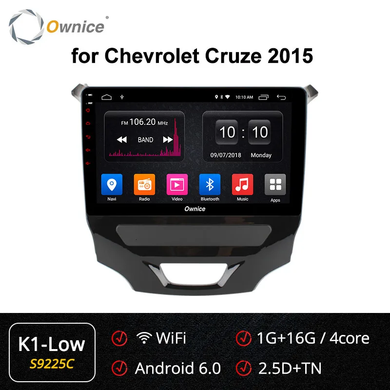 Ownice K1 K2 K3 android 9,0 Восьмиядерный 2G ram 32G rom автомобильный DVD мультимедиа для CHEVROLET CRUZE поддержка 4G карта DAB+ автоигра - Цвет: S9225 K1-Low