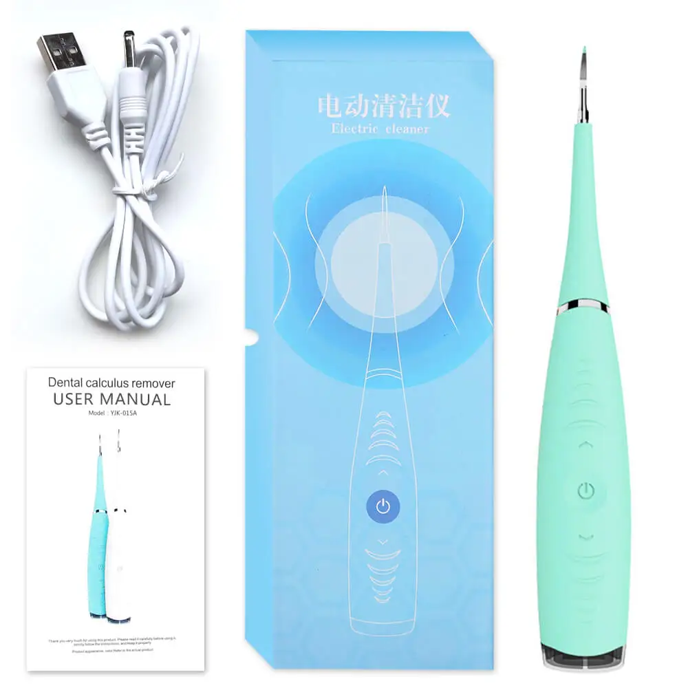 Электрический Ультра звуковой стоматологический скалер, Зубное вычисление, портативный инструмент, машина для удаления пятен, зубного камня, отбеливающий очиститель полости рта - Цвет: Cyan