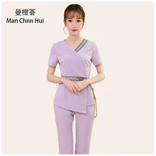 Тайский спа одежда плюс размер элегантный женский Рабочий костюм отель салон красоты медсестры униформа передний стол топ и брюки наборы
