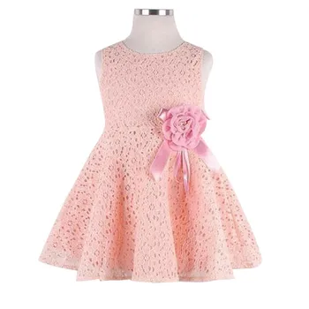 

2020 New Fashion Girl Dress Girls Kids Full Lace Floral One Piece Dress Child Princess Party Dress Pink Summer Beautiful Clothes