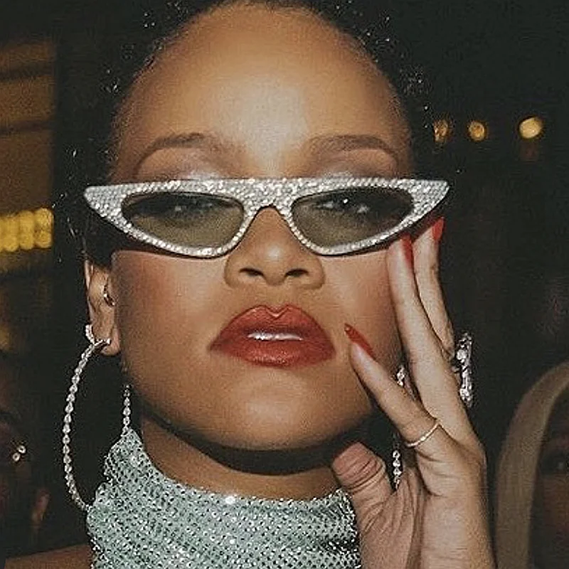 

Bling Diamond cat eye sunglasses designer brand luxury sunglasses women Unique vintage Men sunglasses oculos Drop shipping