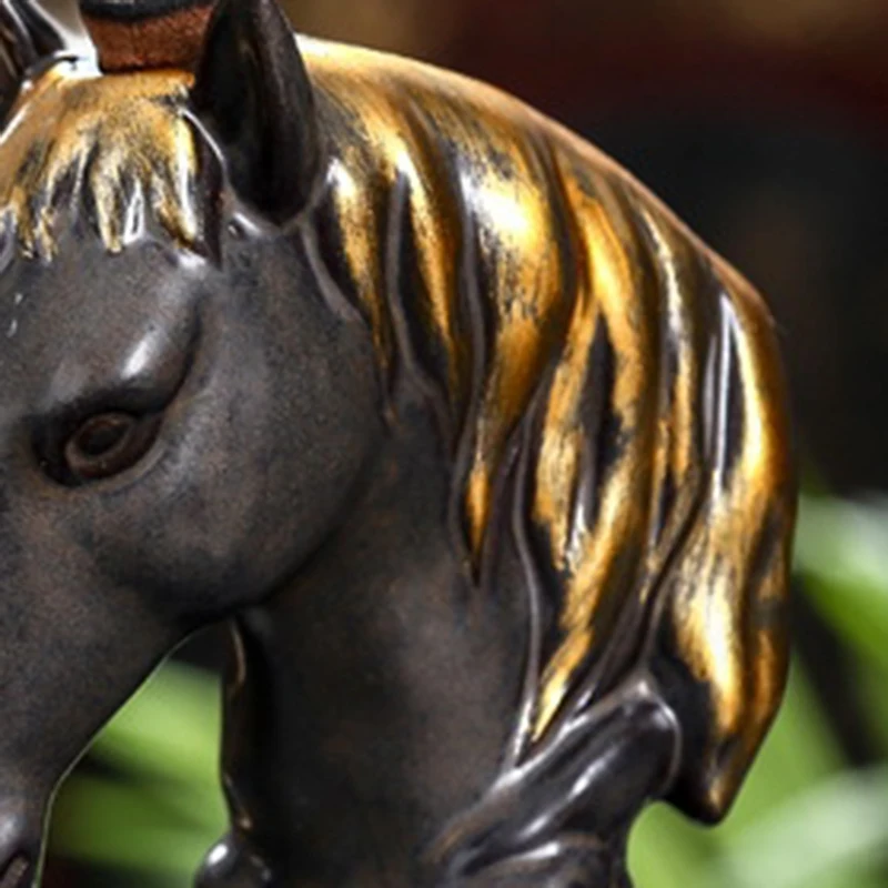

Ceramic Horse Head Ignite Incense Burner Home Indoor Air Freshener Table Display
