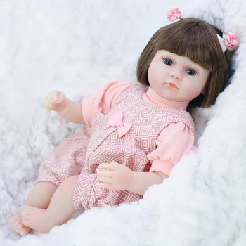 

Reborn Baby Doll 42CM Pink Dress Lifelike Bebe Reborn Toddler Stuffed Soft Baby Dolls Toys For Girls Children Present Beauty Toy
