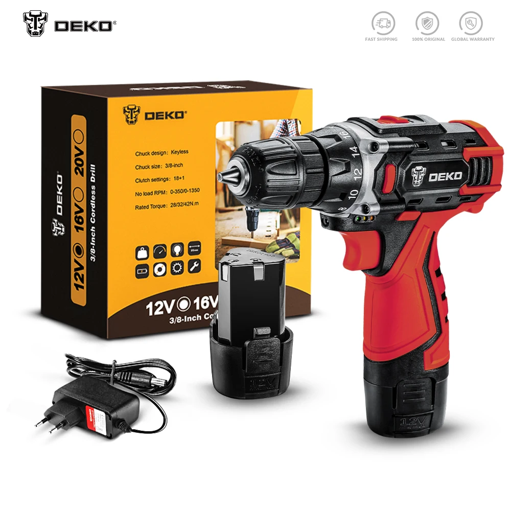 DEKO New Series 12V 16V 20V Cordless Drill Electric Screwdriver Mini