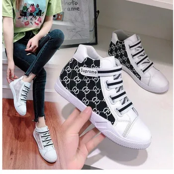 

Printed Women's Vulcanized Shoes Personalized Female High Top Canvas Shoes Breathable velcro Outdoor Flat Footwear Sneakers