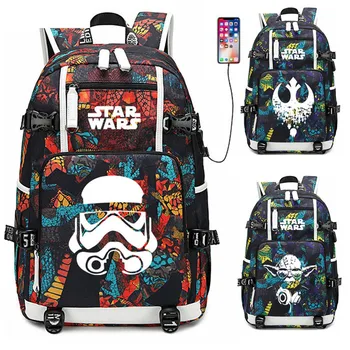 

Star Wars Backpack USB Port Rucksack Bag Snake Pattern Students Teenagers School Bag travel Laptop Mochilas