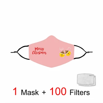 

Santa Claus Masks Snowman Mask Monochrome Bells Pattern Kids Gift Cute Children Reusable Face Masks Embroidery Pink Black Mask