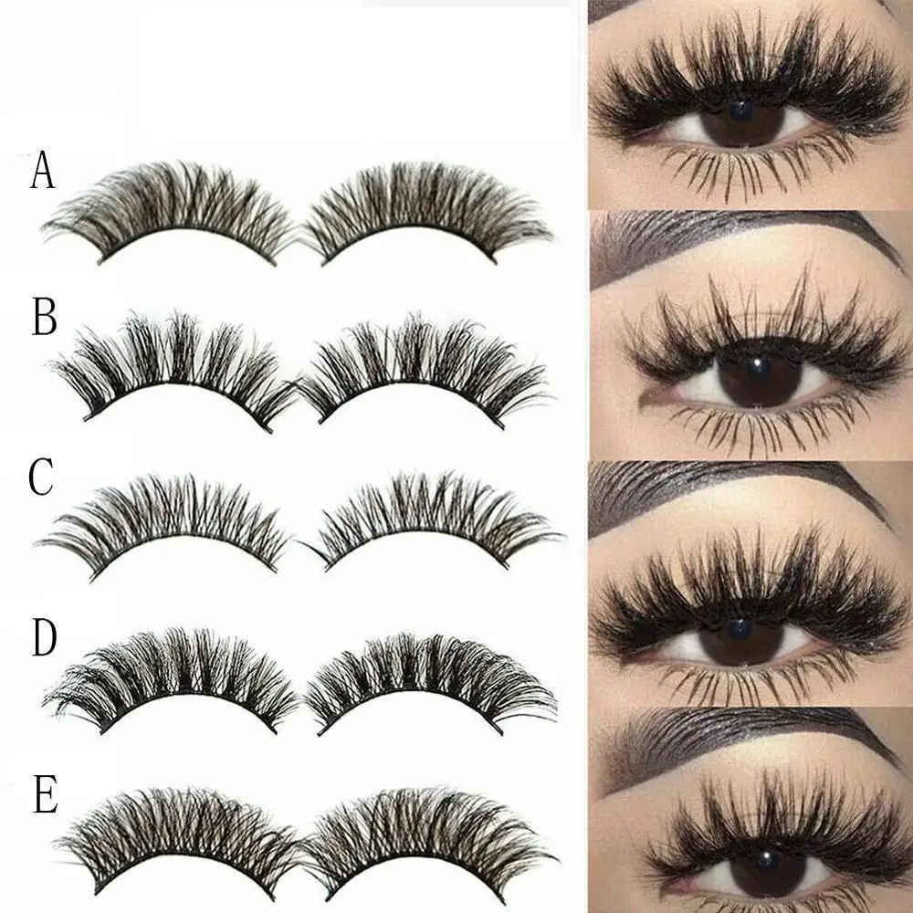 

5 Pairs 3D Mink Hair Natural Crisscross Thick False Eyelashes Long Messy Makeup Fake Eye Lashes Extension Tapered Make Up Tools