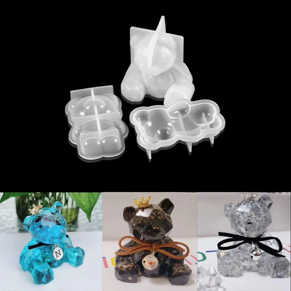 

1pcs 3D Silicone Mold Geometry Bear Resin Mold Animal Ornament Jewelry Making Mould Epoxy Pendant Craft DIY Tools