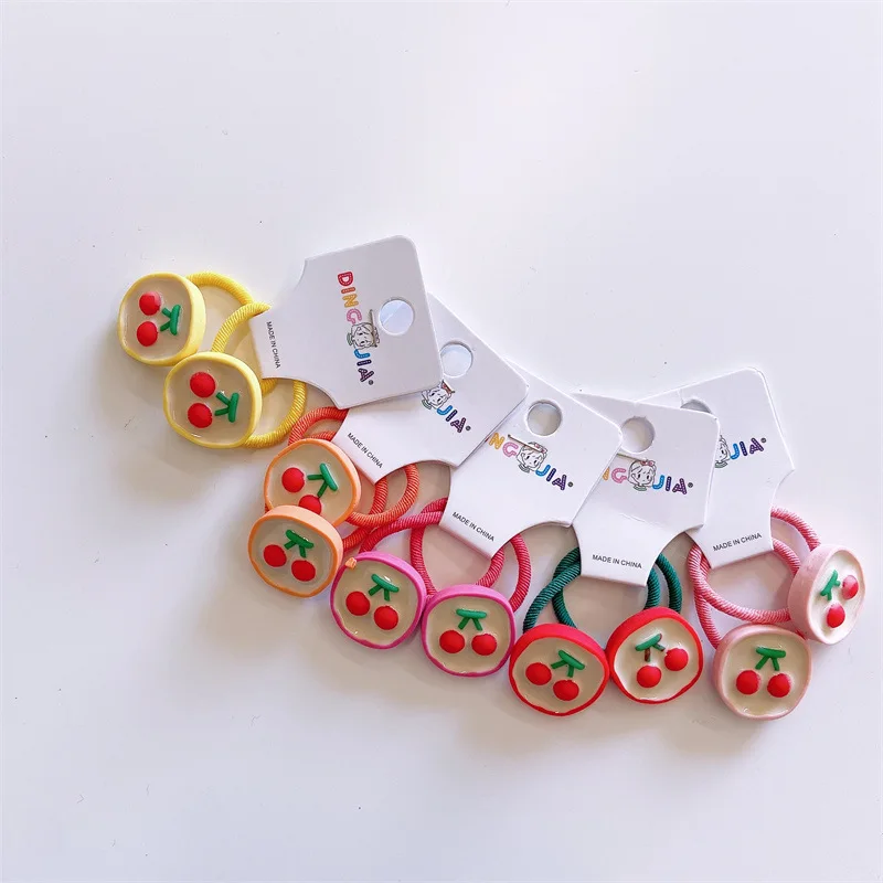 Corda de Cabelo Scrunchies para Meninas Laços de Cabelo Anéis de Corda Bonito Coreano Cereja Elasticidade Crianças Kawai Acessórios 2 Pcs 28 2 pcs bonito coreano cereja elasticidade corda