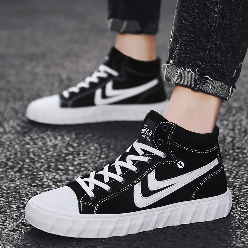 

2019 Autumn New Style Junior High School Students Mid-top Shoes Men's Korean-style Trend Versatile Online Celebrity Hight-top Fl