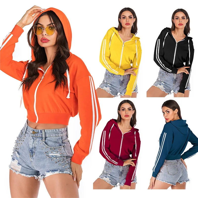 Autumn 2022 Women's Hoodie Sweatshirt Women's Solid Color Long SLeeve Casual Wear Short  Zipper Hoodies Women Sweatshirt s 5xl couples coats 2022 new winter zipper hoodies coats women thick fleece faux fur plush teddy coat woman men outwear jackets