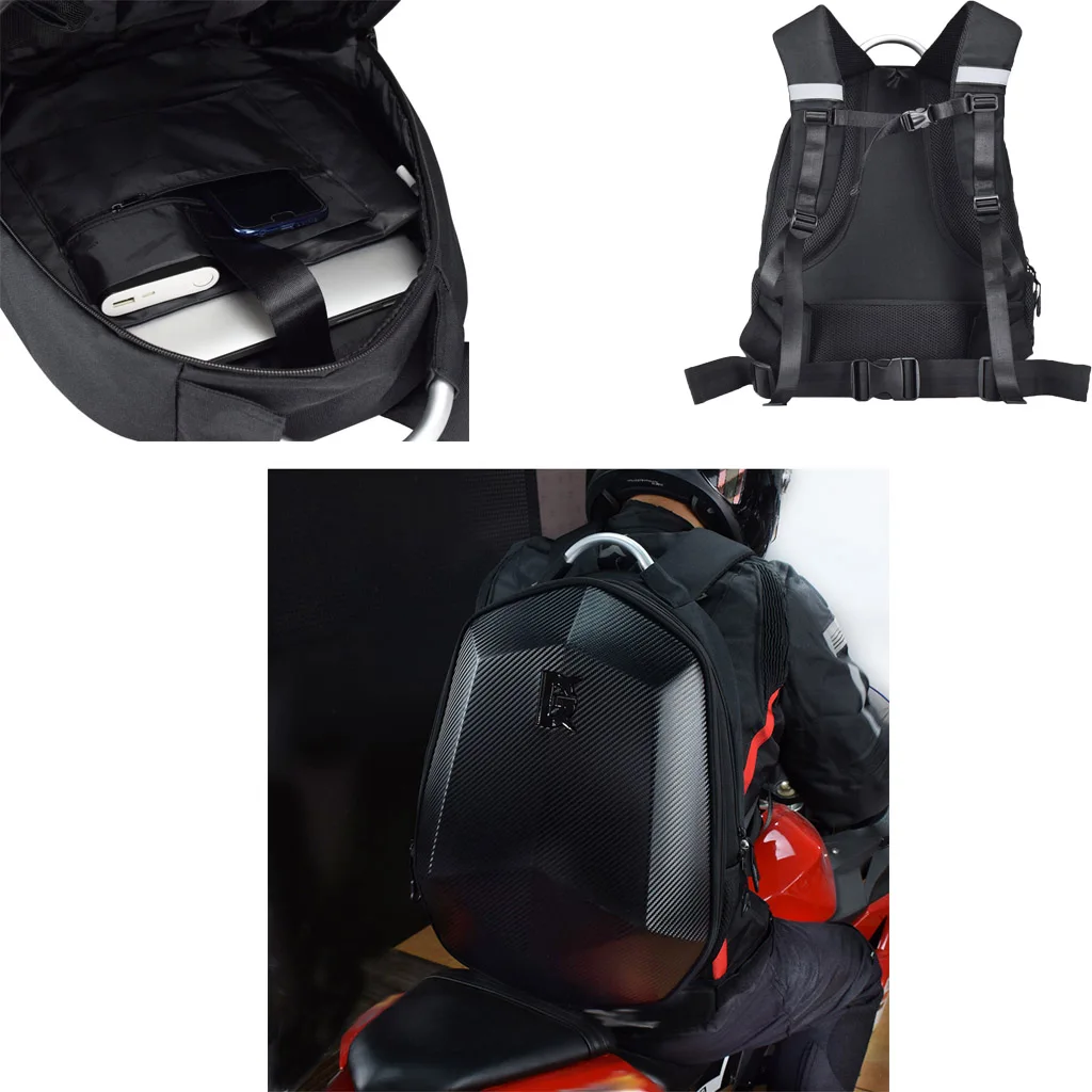 Motorcycle Backpack Motorsports Track Riding Back Pack Waterproof Hard Shell Case Laptop Storage Stealth Bag No Drag