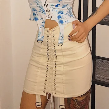 

2020 New Summer Hole Bandage Skirt women Sexy mini Hot Skirts femme Dropshipping