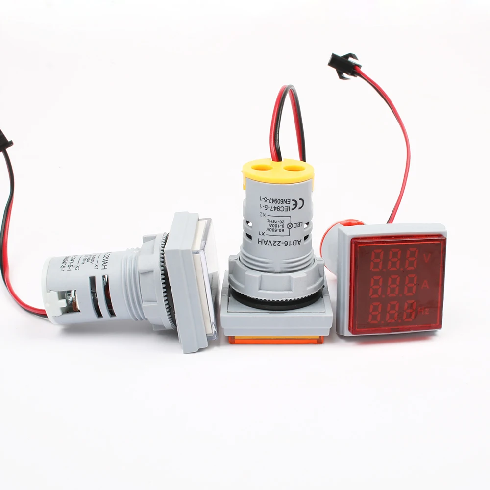 22 мм Цифровой 3в1 вольтметр-Амперметр AC Hz ток Светодиодный индикатор напряжения метр тестер сигнальные огни красочные AC 60-500 в