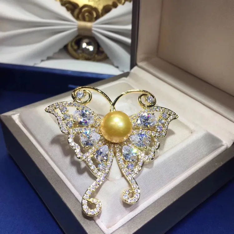 

DIY Accessory Top Grade South Korea Full of Crystals Micro Zircon Bow Brooch Mountings Crystal Brooch Dress Shirt