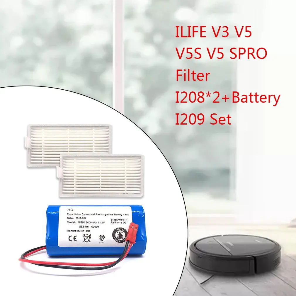 Высокоабсорбирующий фильтр+ батарея для ILIFE V3 V5 V5S V5SPRO Аксессуары для пылесосов Замена пылесоса