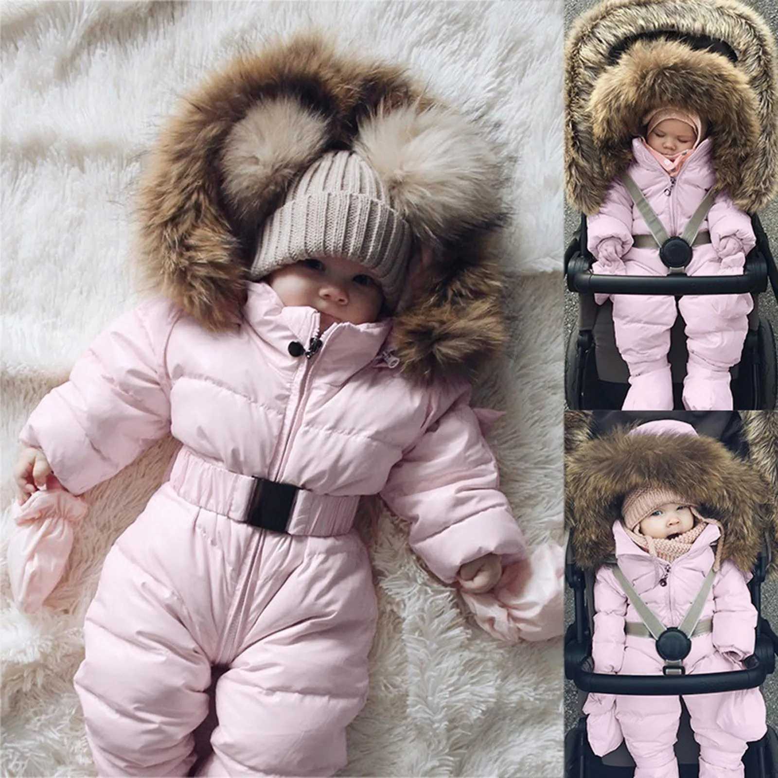 Newborn Baby Snowsuit Rompers Infant Hooded Outerwear Snowsuit Baby Overalls Jumpsuit Warm Children's Clothing 3 6 9 12 18 24M baby jumpsuit