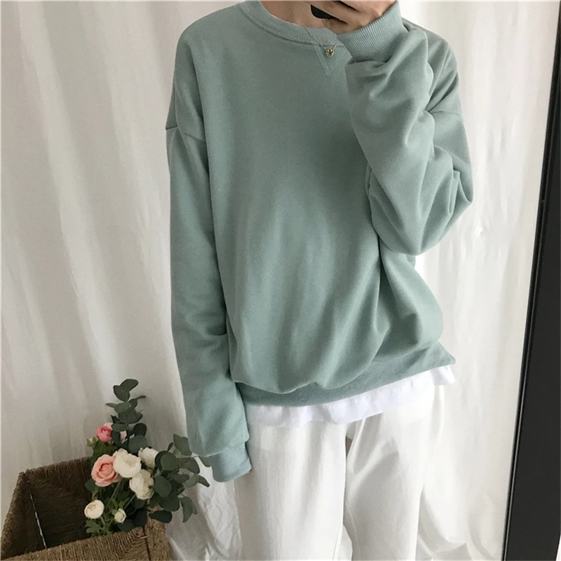 Tanie BGTEEVER jednolity kolor pełna rękaw kobiet bluza podstawowe luźne kobiety dres kobiet bluzy luźne swetry bluza 2019