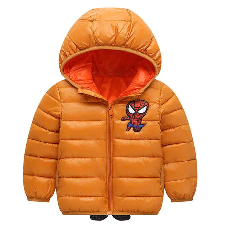 Пальто для маленьких девочек; сезон осень-зима; куртки для маленьких мальчиков; пальто для мальчиков; детская хлопковая теплая верхняя одежда с капюшоном «Человек-паук»; детская одежда