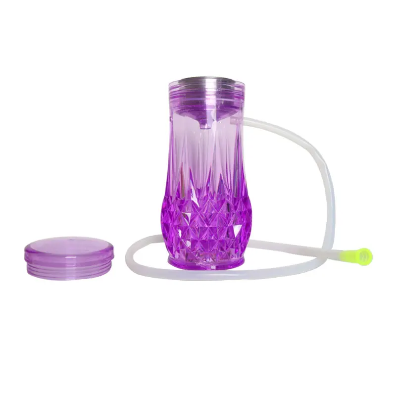 SY портативная акриловая трубка для кальяна набор со светодиодный светильник шланг для кальяна чаша держатель для угля Narguile Sisha аксессуары - Цвет: Purple