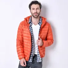 Мужской зимний Сверхлегкий пуховик, мужской пуховик на белом утином пуху, мужское модное короткое пальто с капюшоном, теплые пуховики