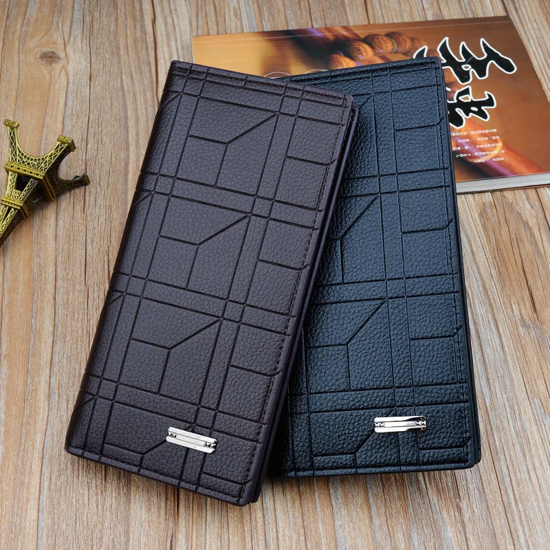 New Men's Wallets Long Fashion Embossed Vertical Open Suit Bag Large Capacity Plus Soft Wallet | Багаж и сумки