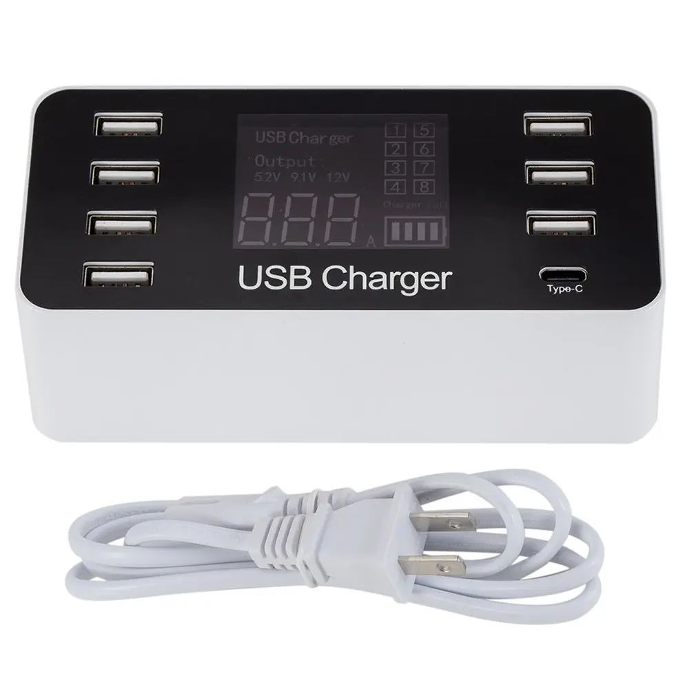 

8 Port LCD Multi Fast USB Charger Quick Charge 3.0 Multiple USB Phone Charging Station Universal USB HUB Charger QC 3.0