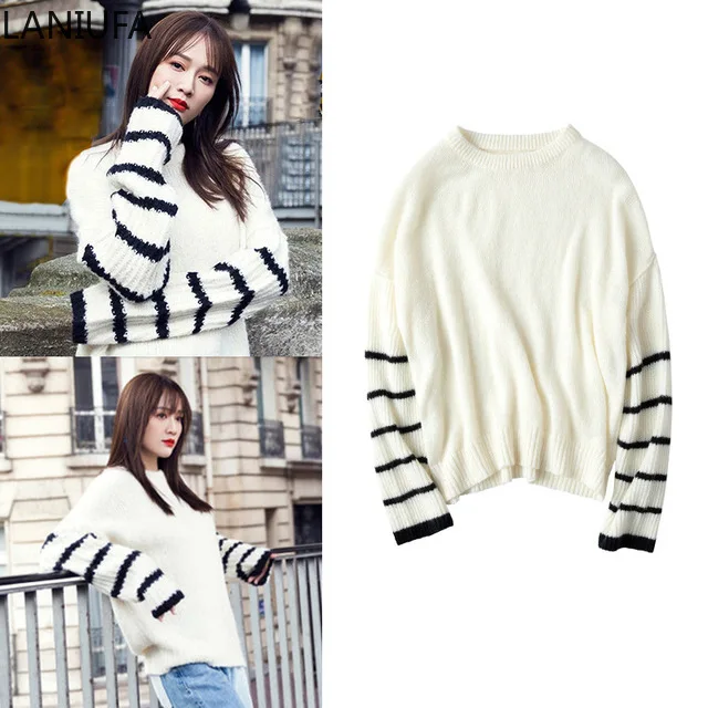 Womens Sweaters Tops O-neck Sweater Women Autumn Winter Loose Casual  Long sleeve Pullover Jumper Knitted Sweater Womens P013